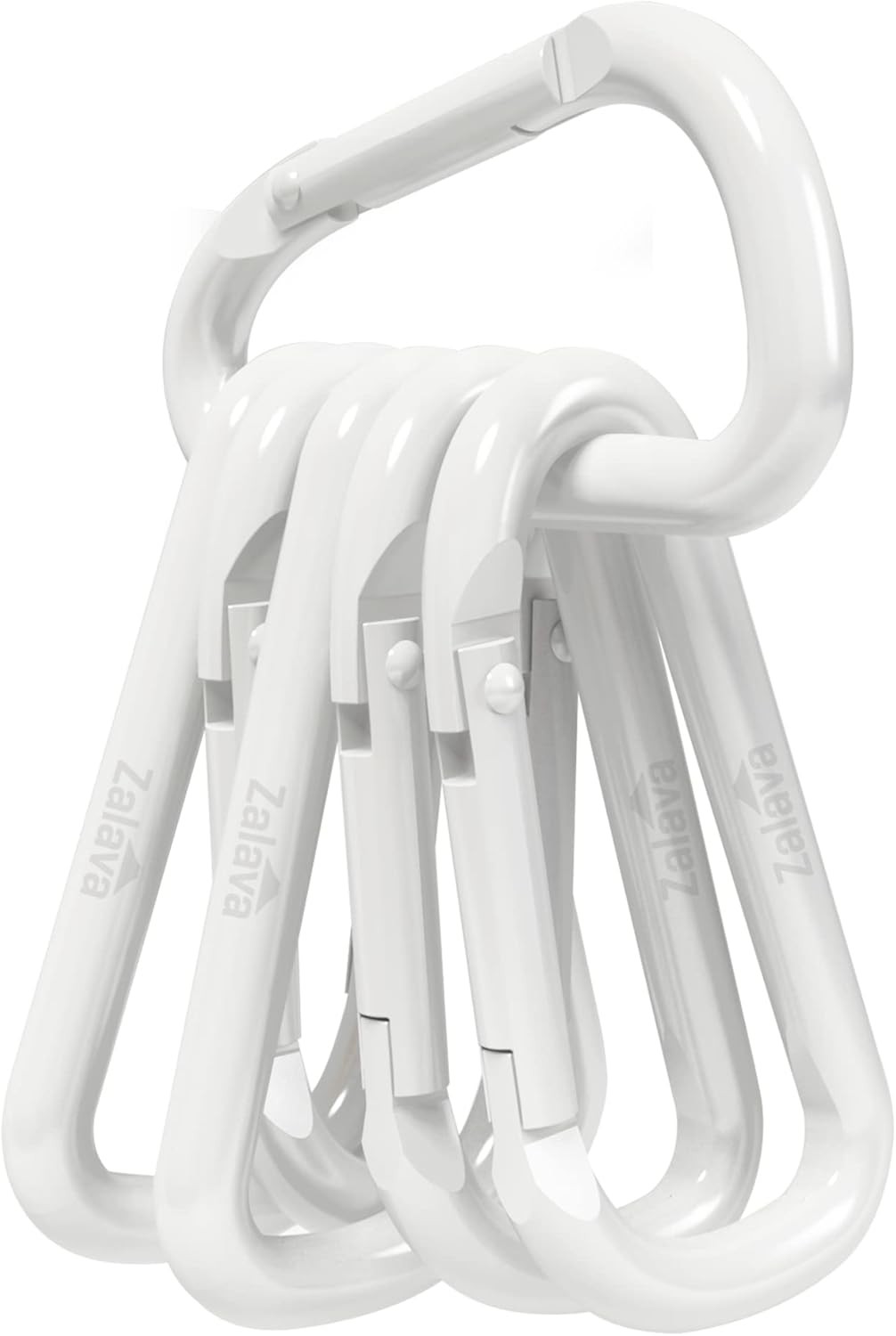 6pcs 2”D-Clip Durable Locking Carabiner Keychain Clip with Hook White-6pcs