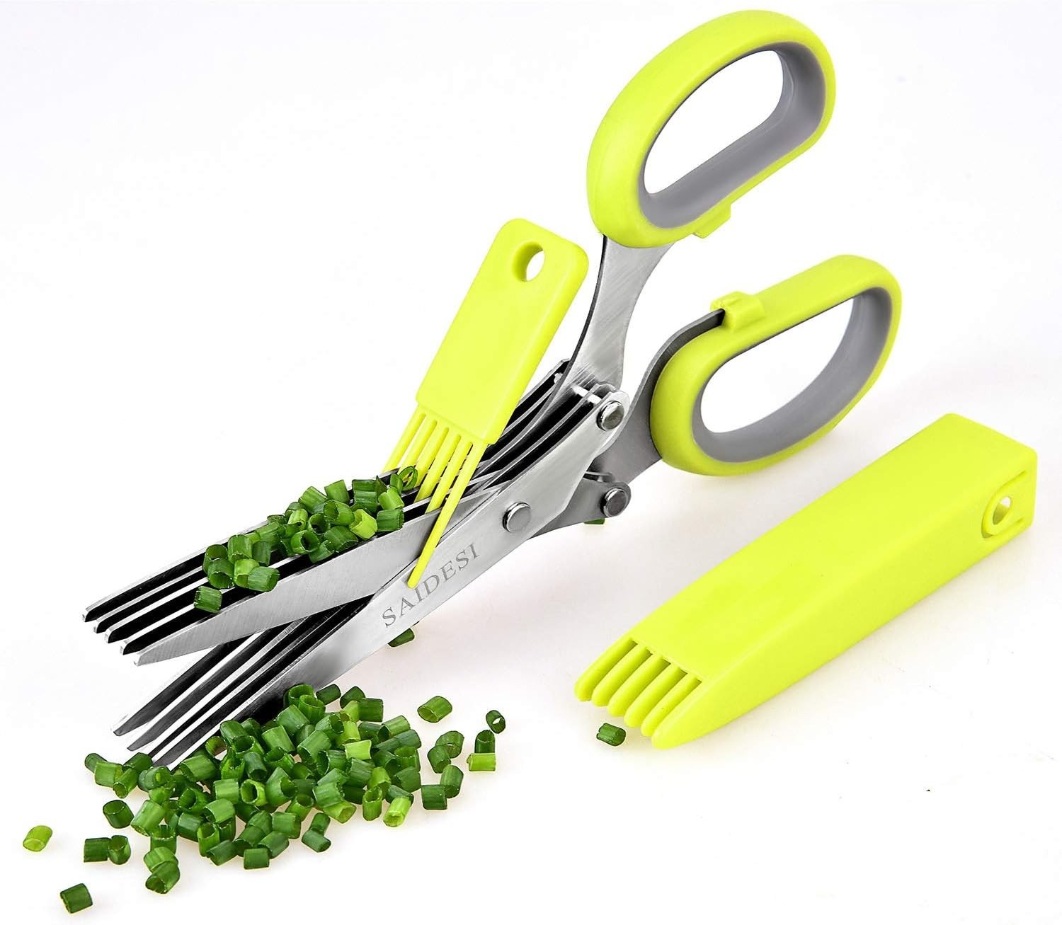 SAIDESI Kitchen Herb Scissors 5 Stainless Steel Blades Multi-Purpose Cutter NEW.