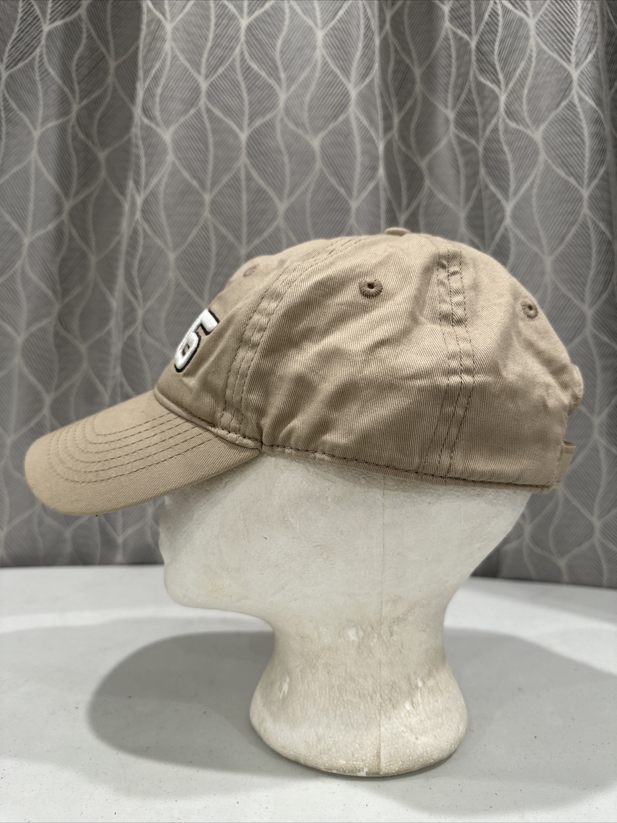 Ping Tan Hook and Loop Strap Hat with White Embroidered Lettering