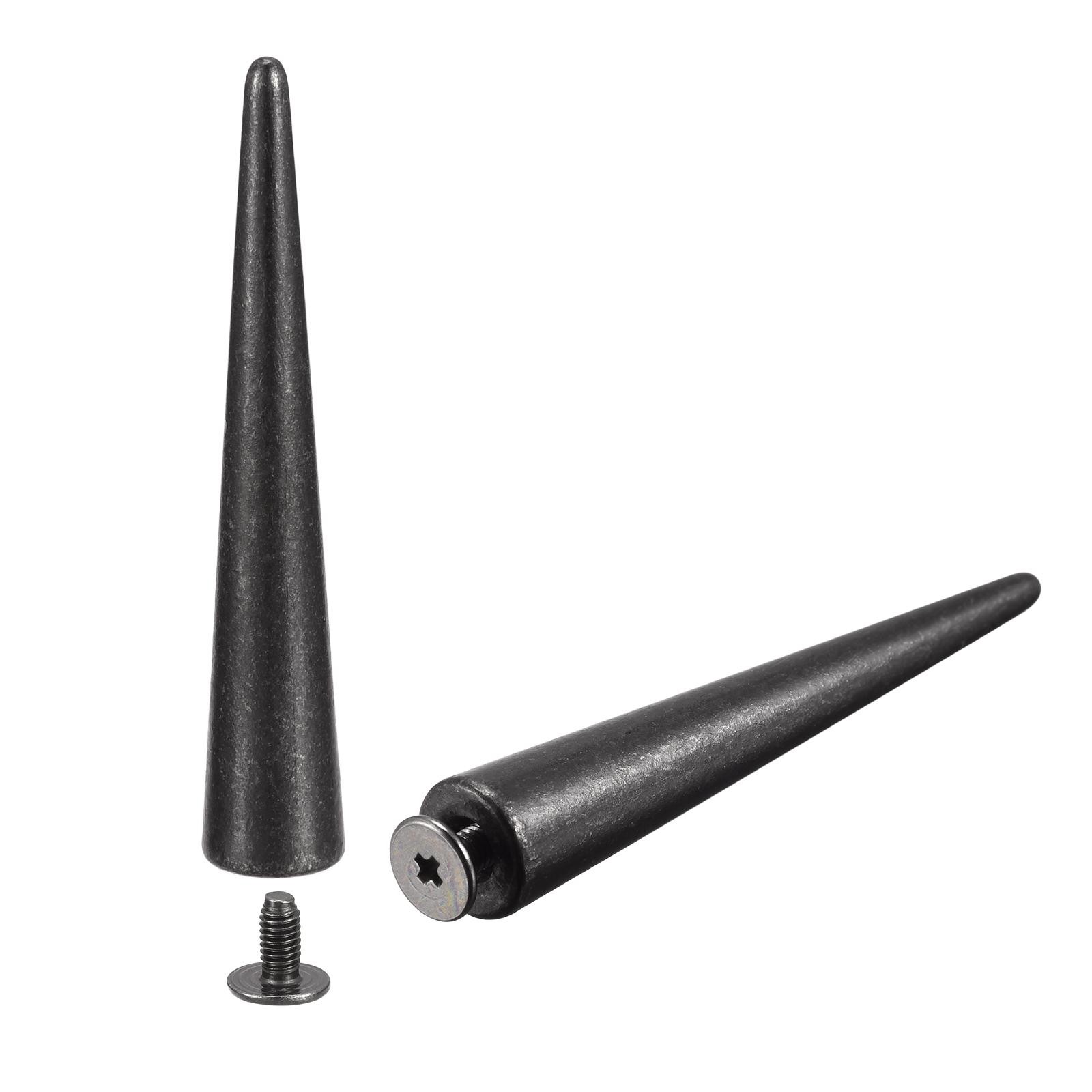 10x55mm Screw Back Rivets, 15 Sets Solid Leather Studs for DIY Black