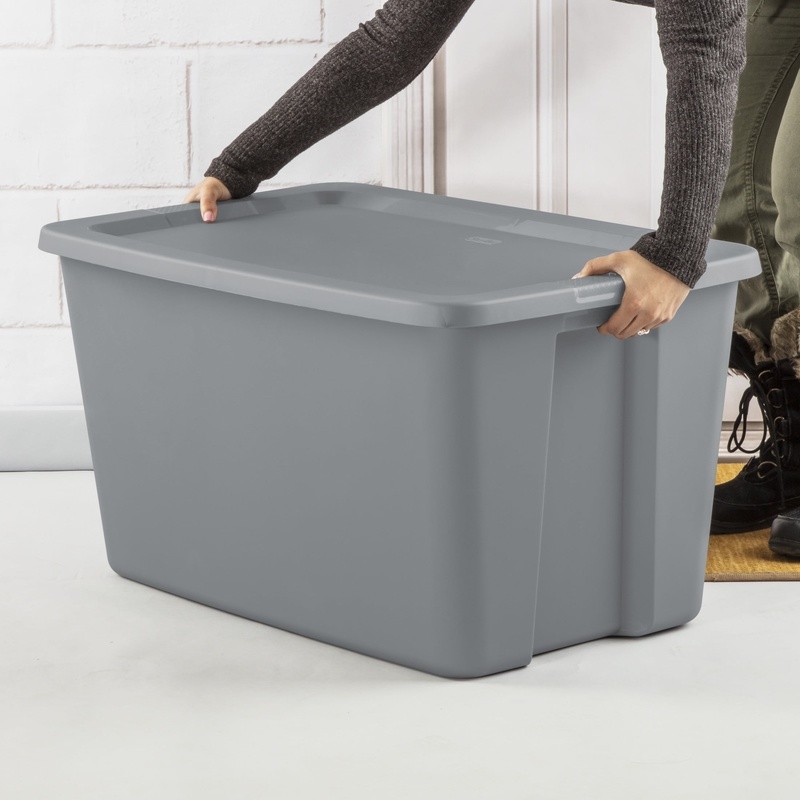 30 Gallon Stackable Plastic Storage Bin W/ Lid Integrated Handles Easy Carrying