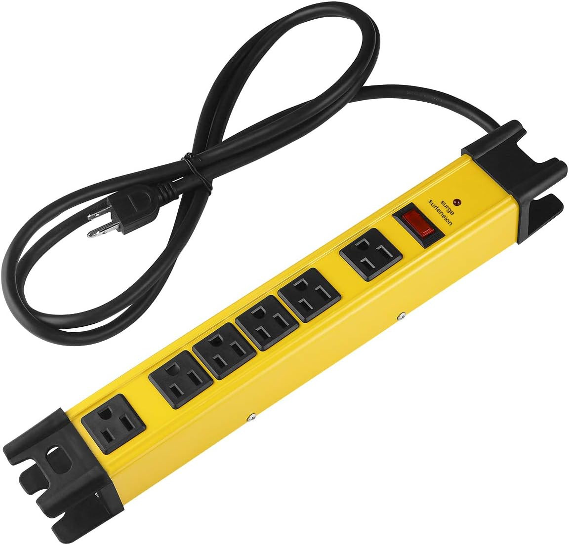 Heavy Duty Power Strip Surge Protector - 6 Outlet Industrial Strip with 15A, 120