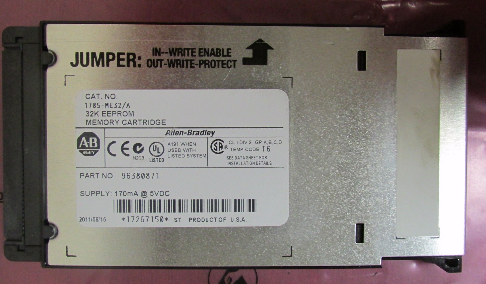 ALLEN BRADLEY 1785 ME32 Series A 32K EEPROM Memory Cartridge