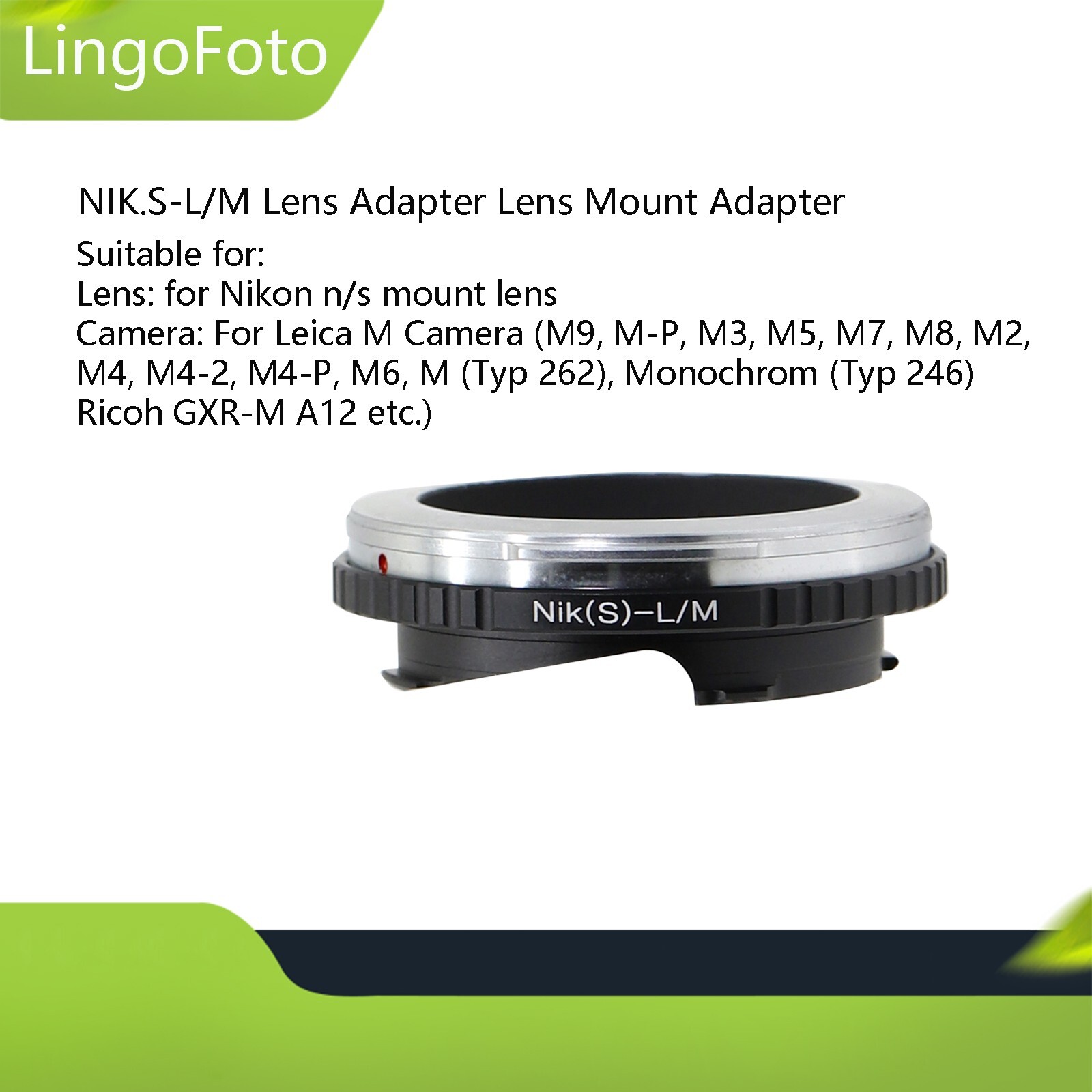 NIK.S-L/M Lens Adapter Lens Mount Adapter for Nikon S Mount Lens to for Leica M