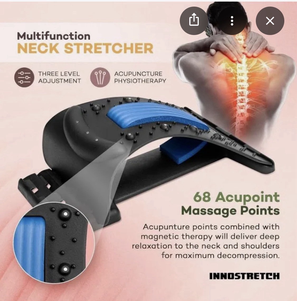 INNOSTRETCH Neck Stretcher Orthopedic Adjustable Acupoint Massage Device