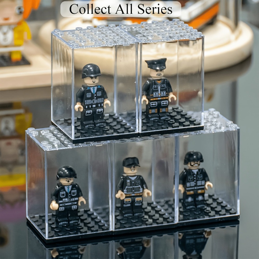 20Pcs Clear Acrylic Minifigure Display Case, Stackable Figure Storage Boxes