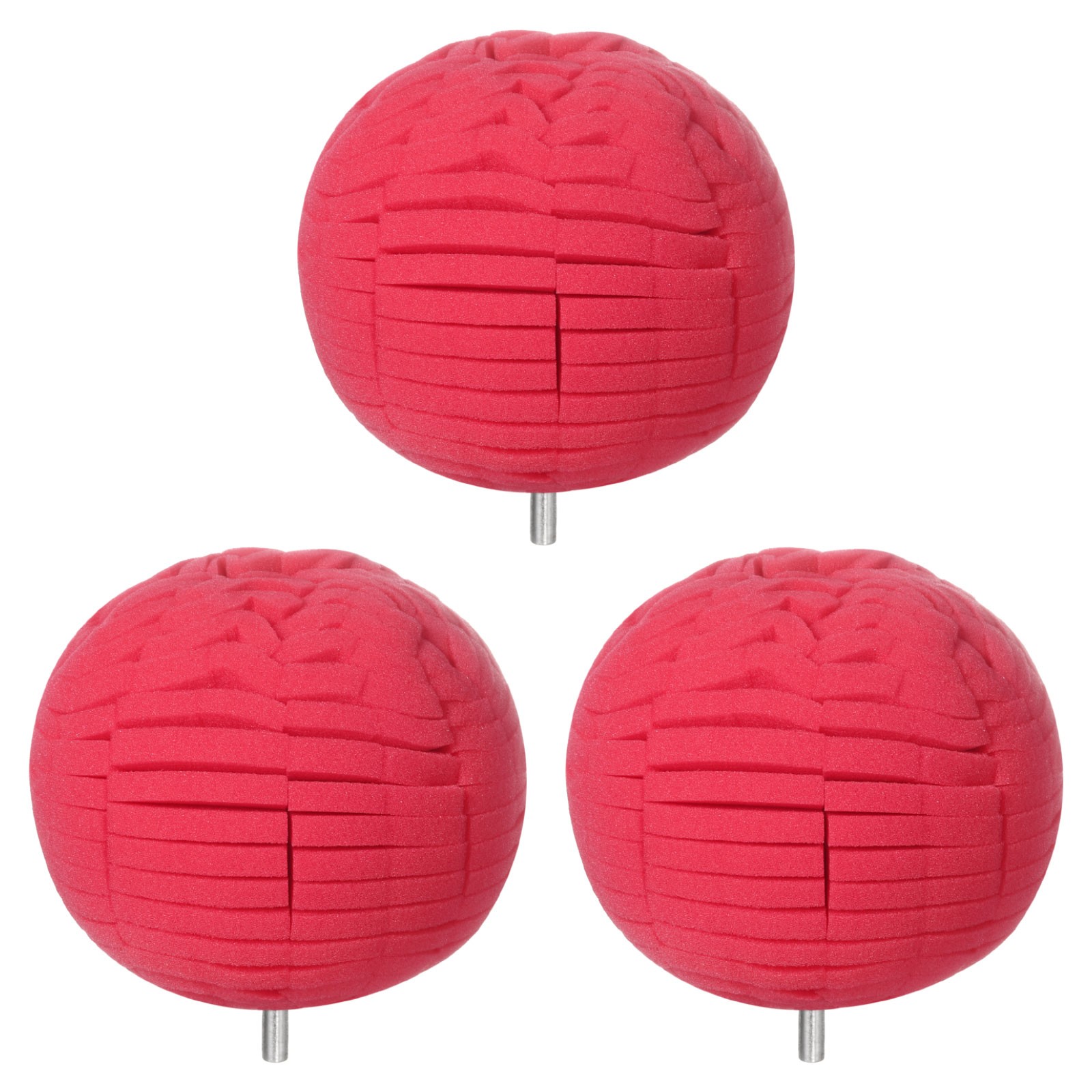 3pcs Ball Buffing Polishing Pads 4 Inch Fine Cut Car Wheel Polisher Red