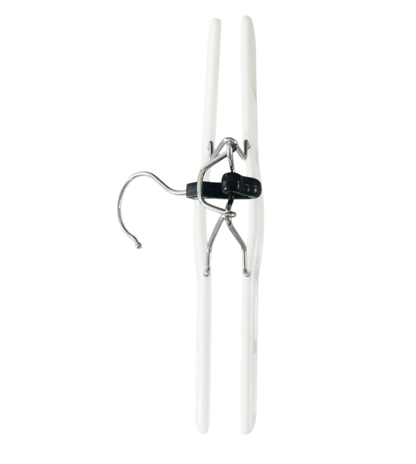 12 Pack White Premium Plastic Skirt Hangers, Space Saving Pant Set With Clamp...