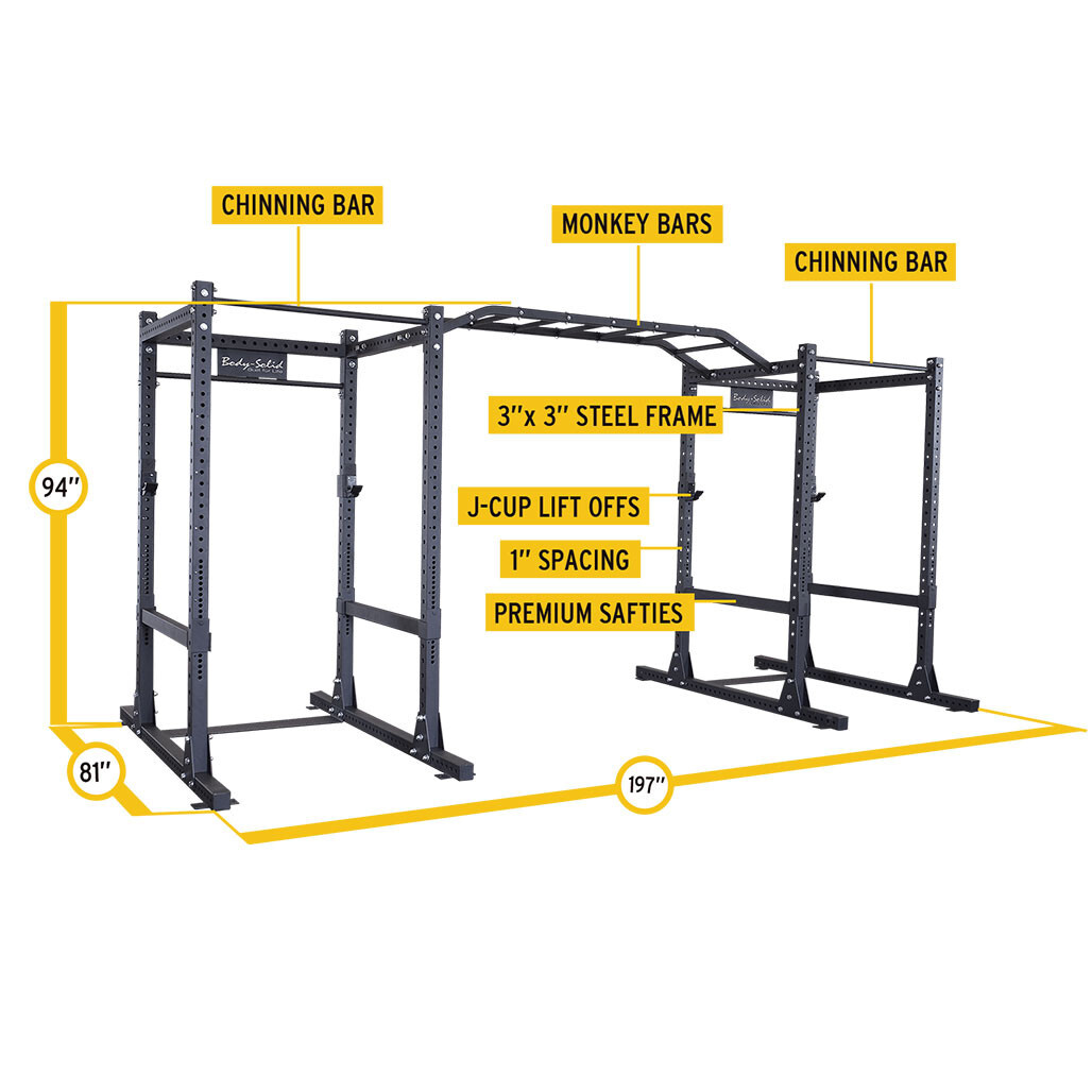 Body-Solid Pro ClubLine Double SPR1000 Power Racks with Monkey Bars