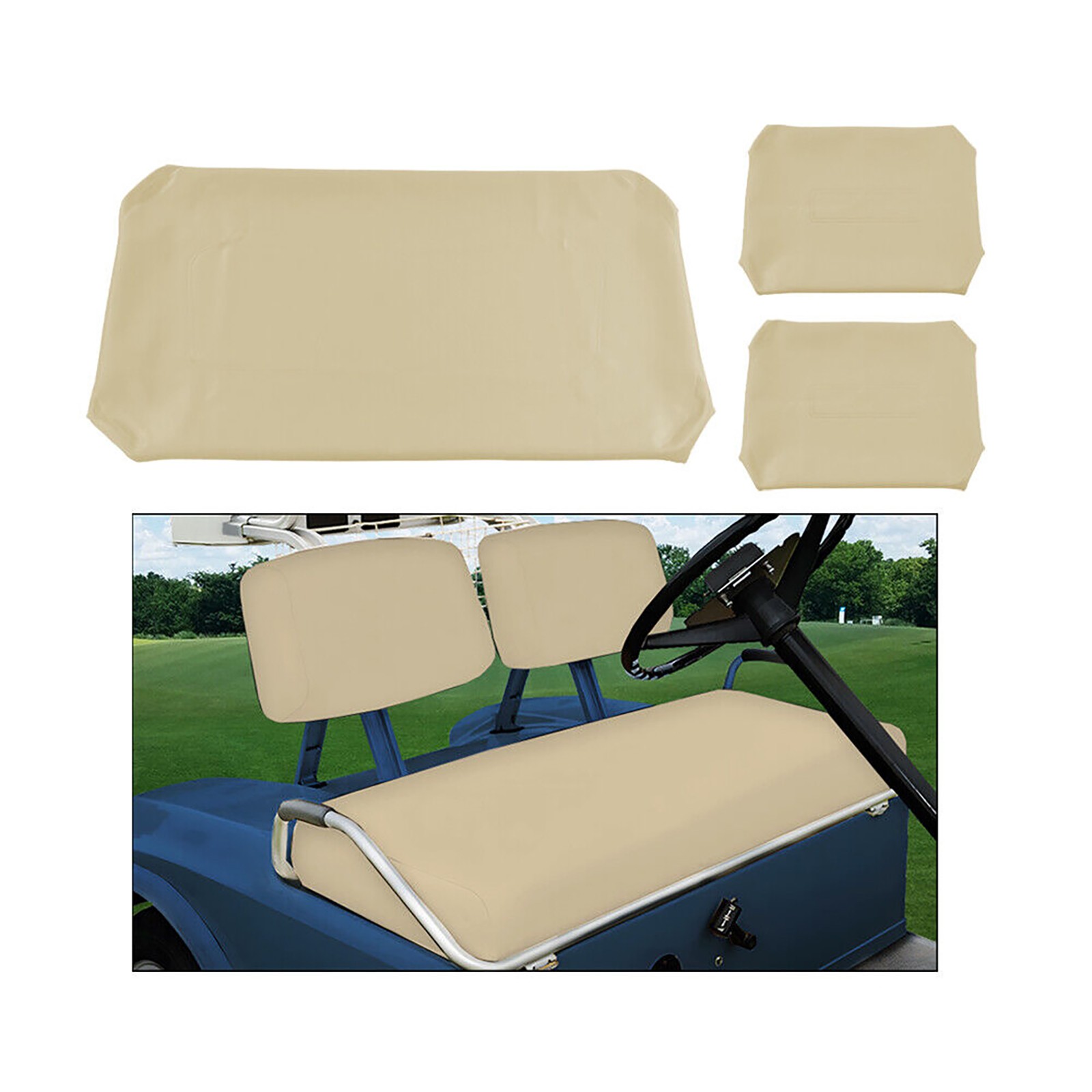 For Club Car DS 1982-2000.5 Golf Carts Brown Tan Leather Front Seat Covers