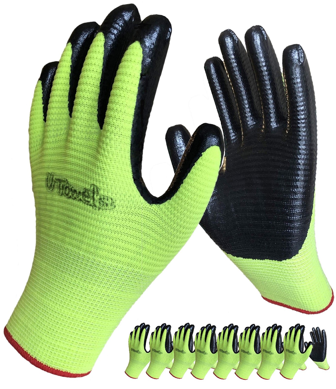 Work Gloves for Men and Women, 8-Pack, Nitrile Coated Safety Gloves Firm Grip
