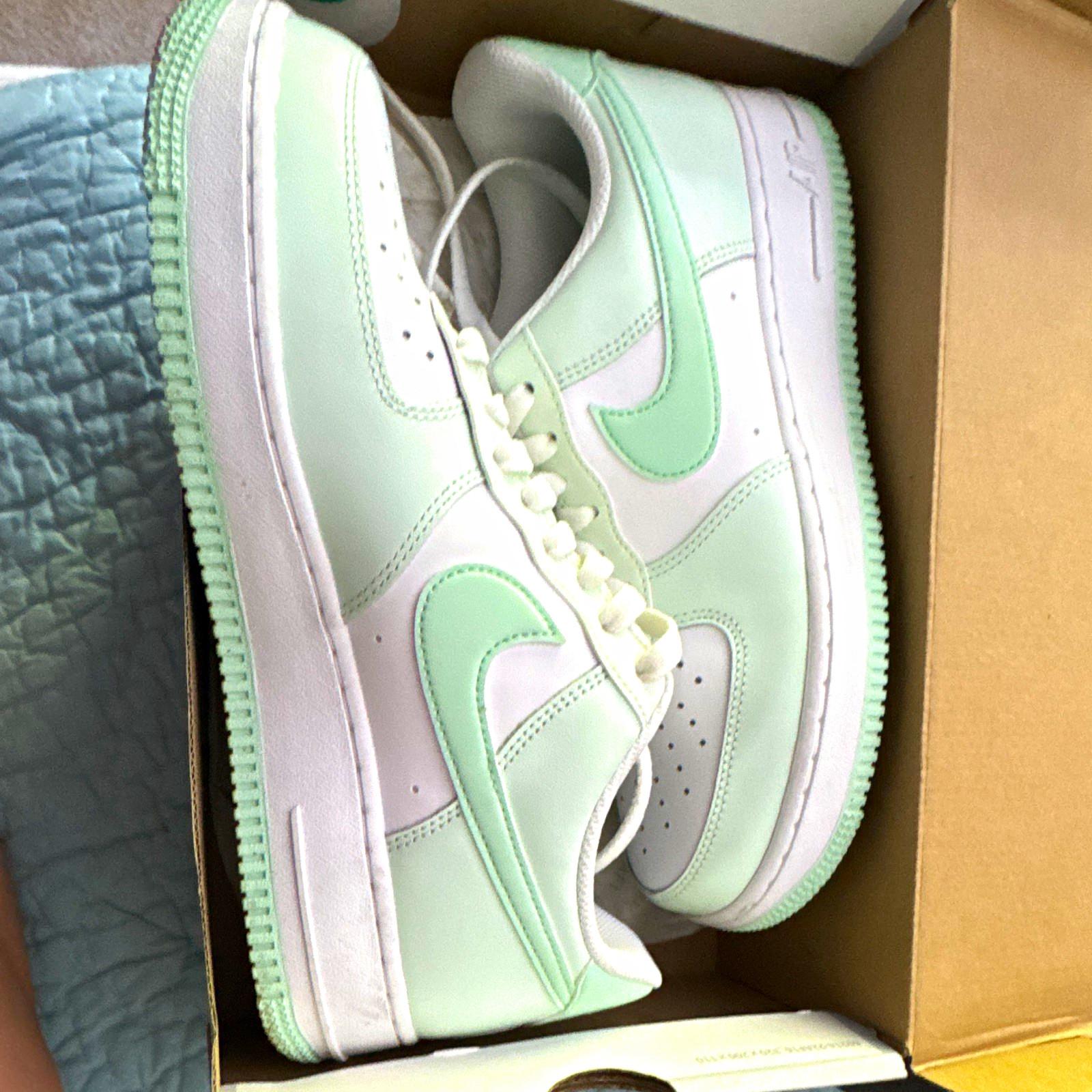Nike Air Force 1 '07 Low Top Lace-Up Sneakers Barely Green Mint Foam White