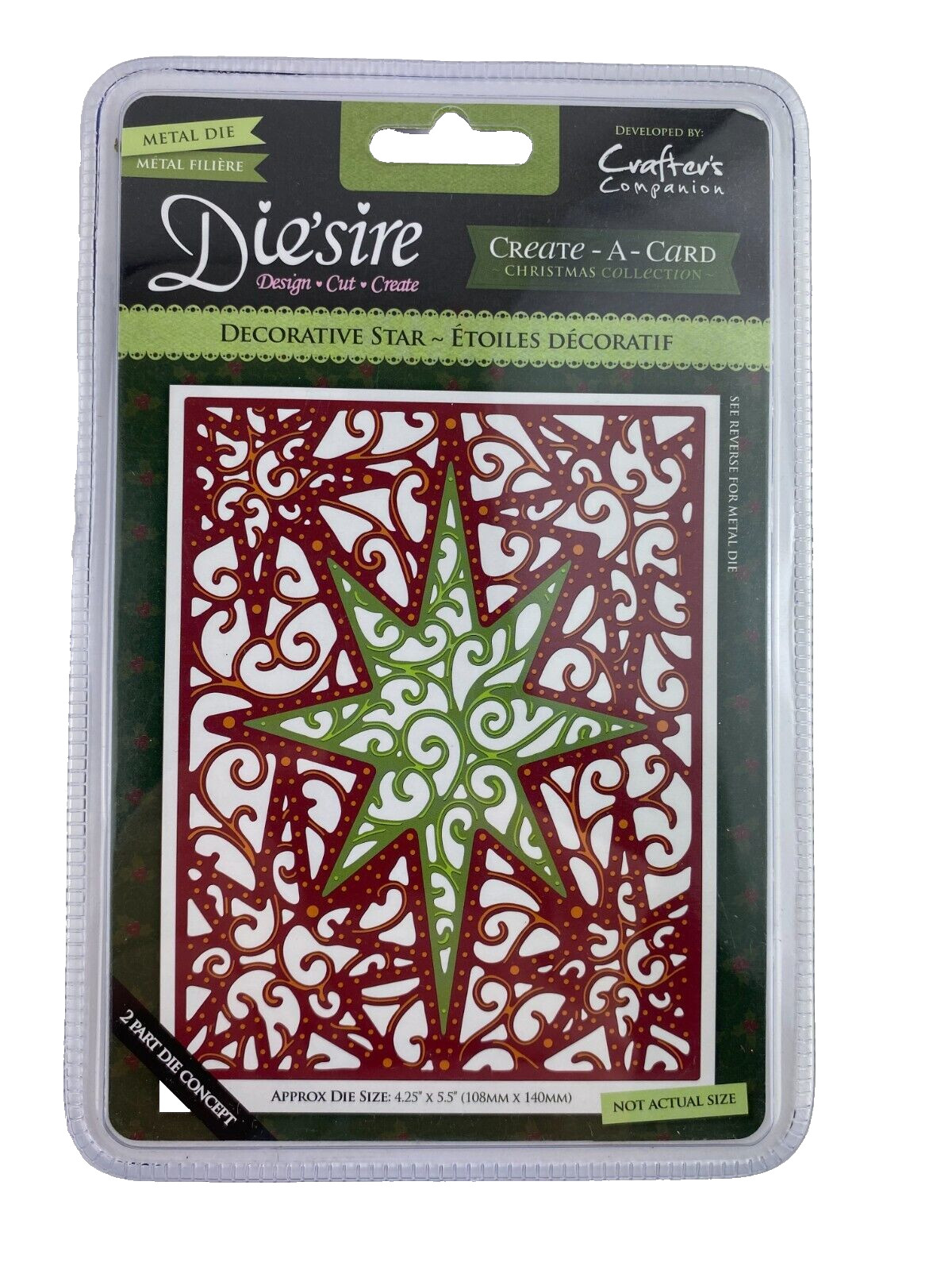 Die'sire Create-A-Card - DECORATIVE STAR - Metal Die - Christmas Collection