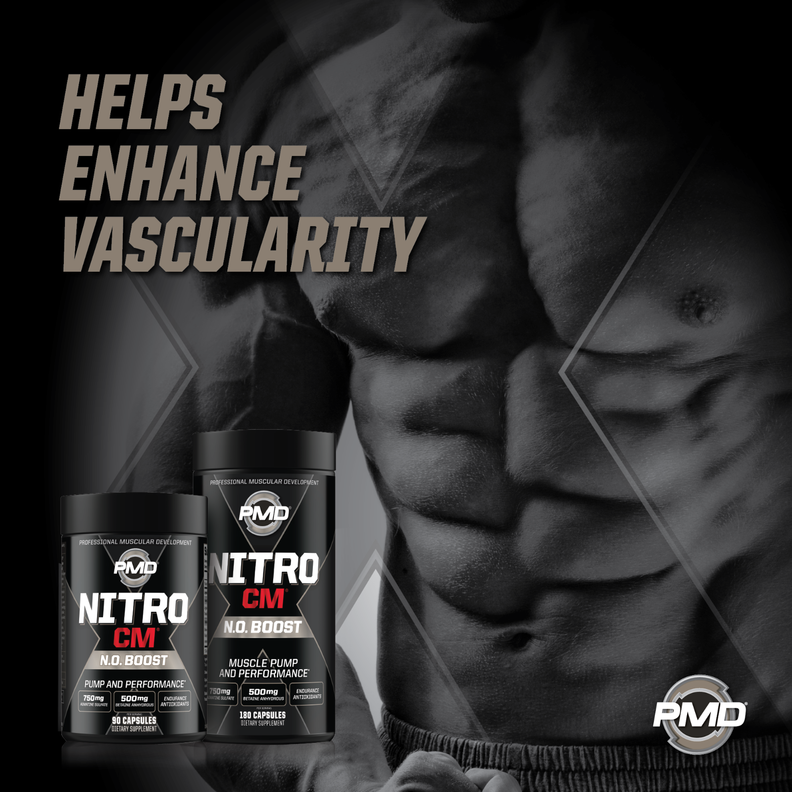 NITRO CM - Nitric Oxide Formula for Muscle Pumps & Performance - (180 Capsules)