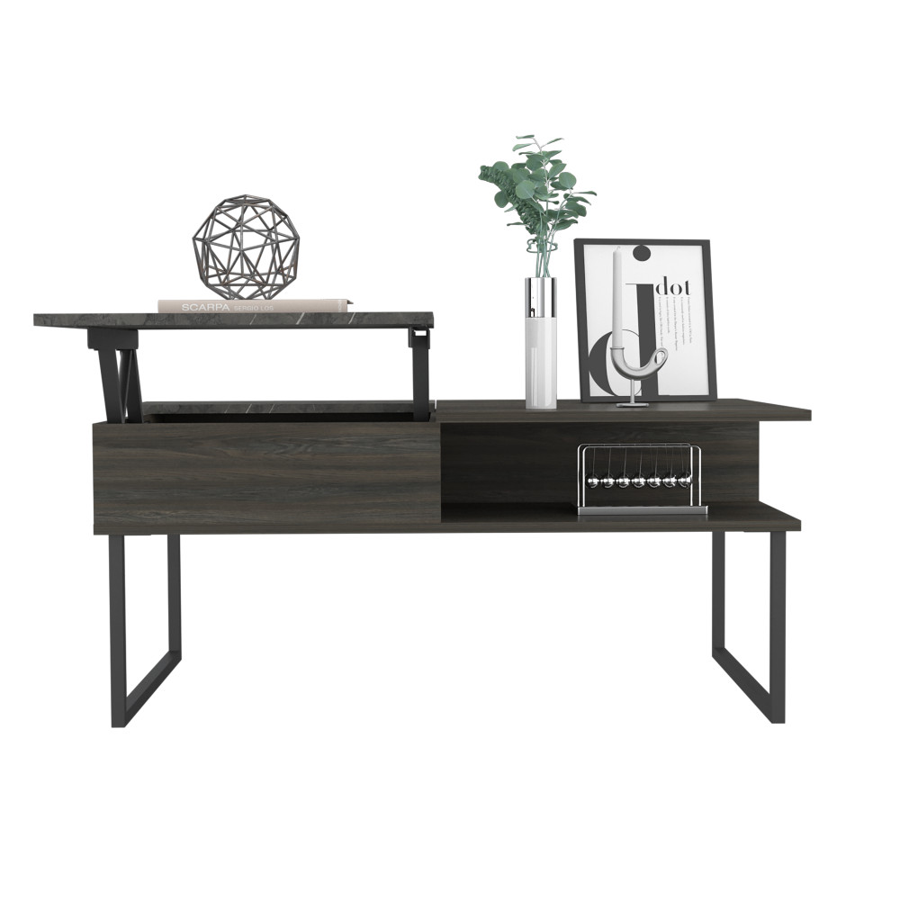 Atlanta Lift Top Coffee Table with Storage Shelf Carbon Espresso Onyx
