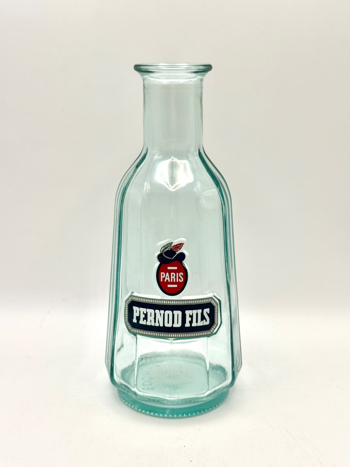 Vintage Glass Bottle Pernod Fils Paris Liquor, Empty, Aqua blue