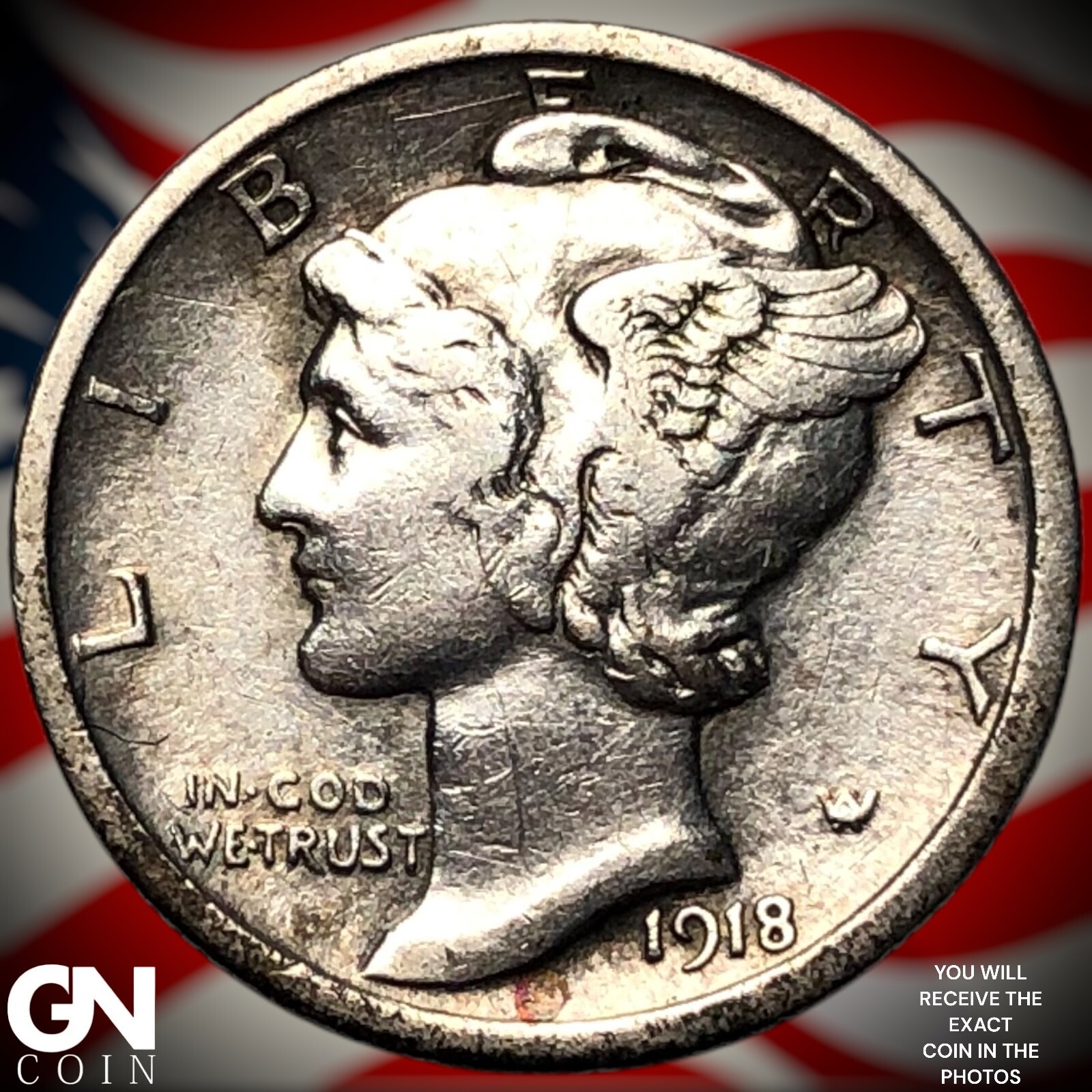 1918 P Mercury Dime Y8085