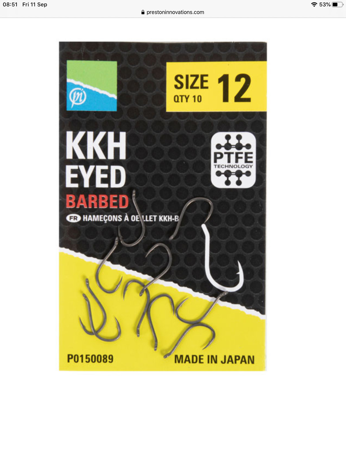 PRESTON INNOVATIONS KKH MICRO BARBED EYED HOOKS - for POLE, FEEDER & WAGGLER