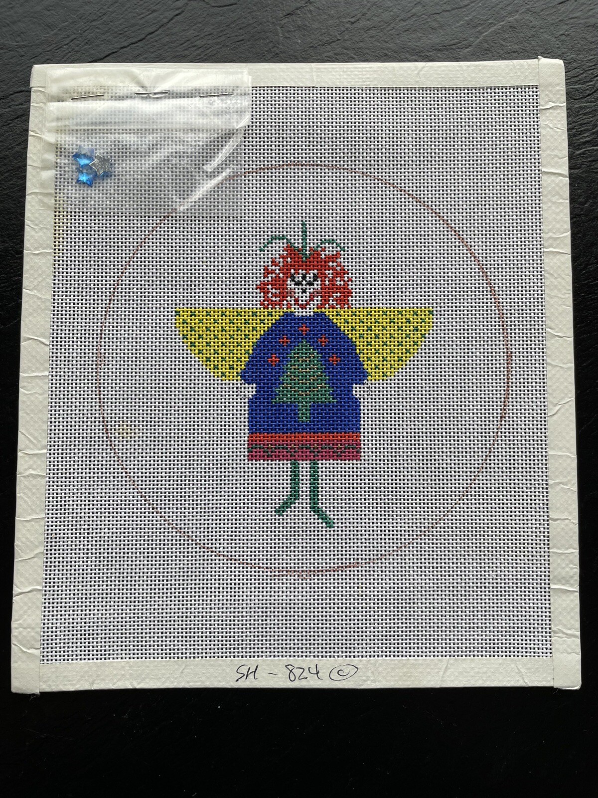 HANDPAINTED NEEDLEPOINT Christmas Angel Canvas