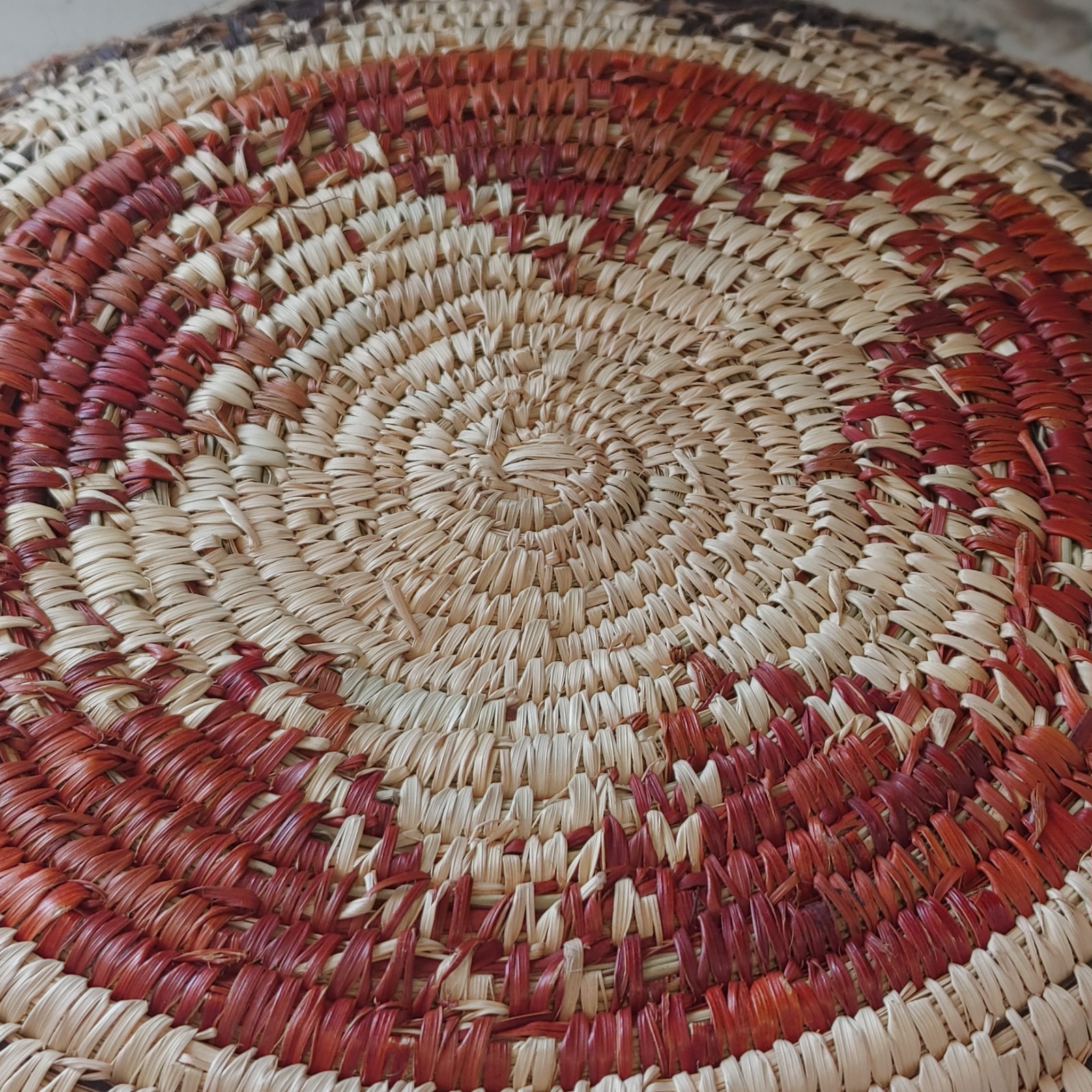 Hand Woven Basket Bowl Star Pattern 14.5"