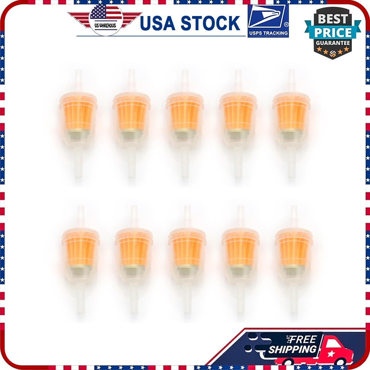10PCS Motor Inline Gas Oil Fuel Filter Small for Engine Lawn Garden Mower Kohler
