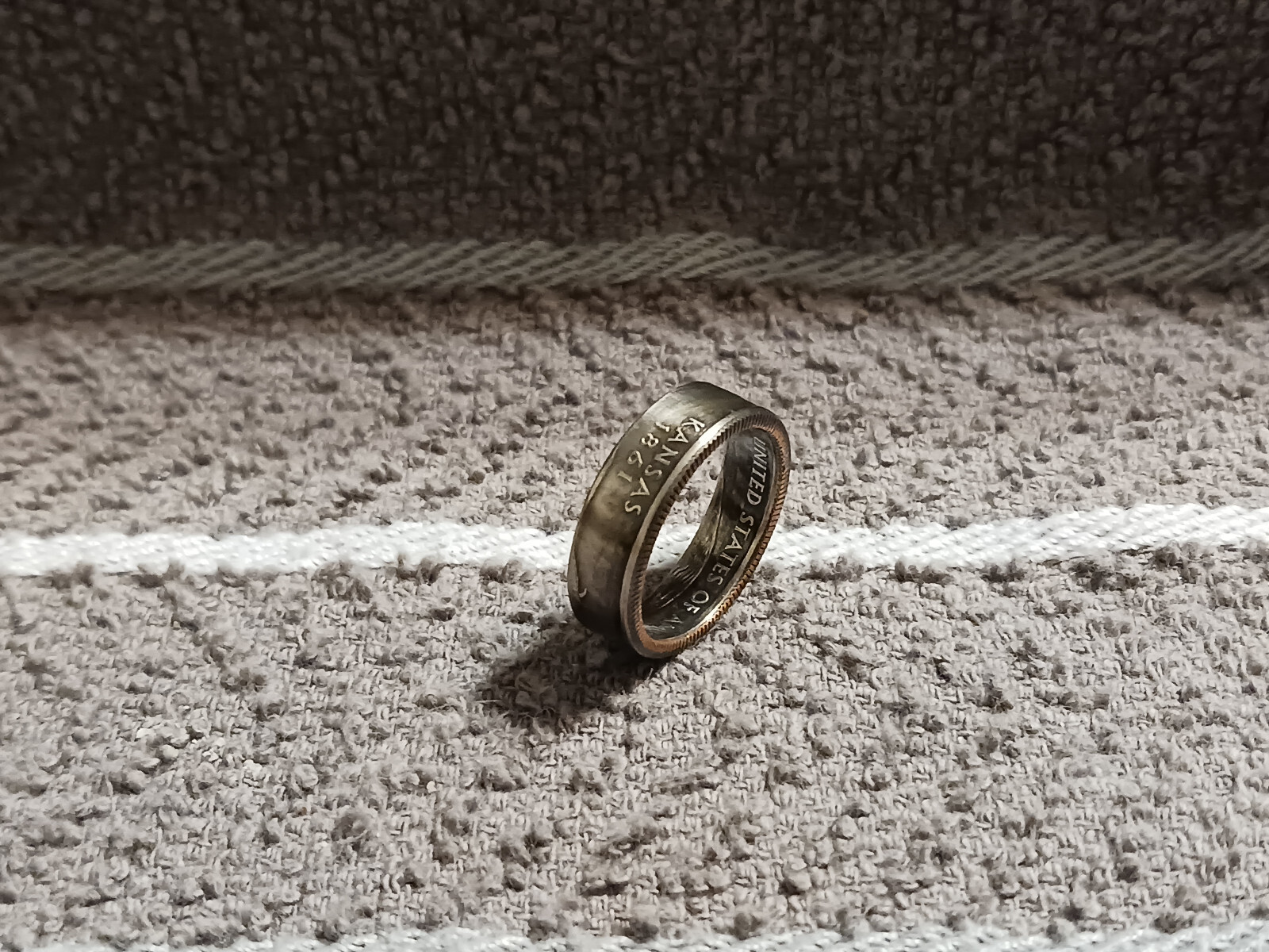 Kansas Handcrafted Washington Quarters coin ring, size 8  2005