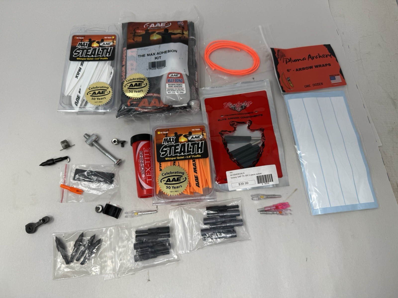 Lot Of Arrow Bow Hunting, Vanes, Bowstring Wax, Arrowheads Etc. All New