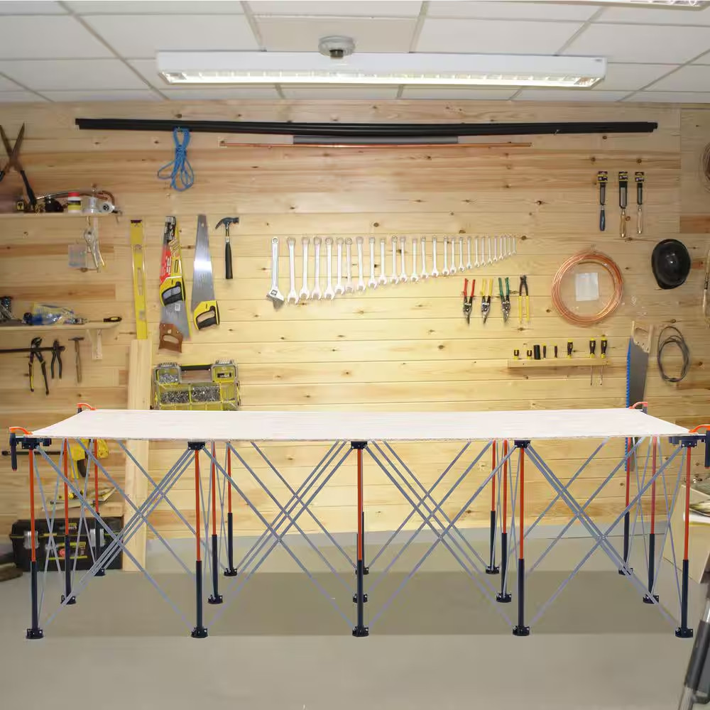 Portable Folding Workstand, 8.02 X 4.12 Ft. Collapsible Workbench, 6000 Lbs. Wei