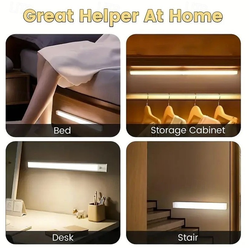 6 PCS SET Warm White Motion Sensor LED Cabinet Lights Bright Compact Glare Light