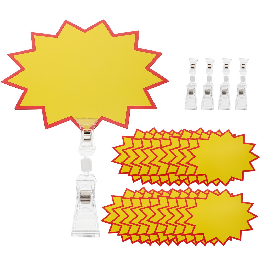 1Set Plastic Sign Holder Clip Yellow for Supermarket Price Tags and Sale Signs