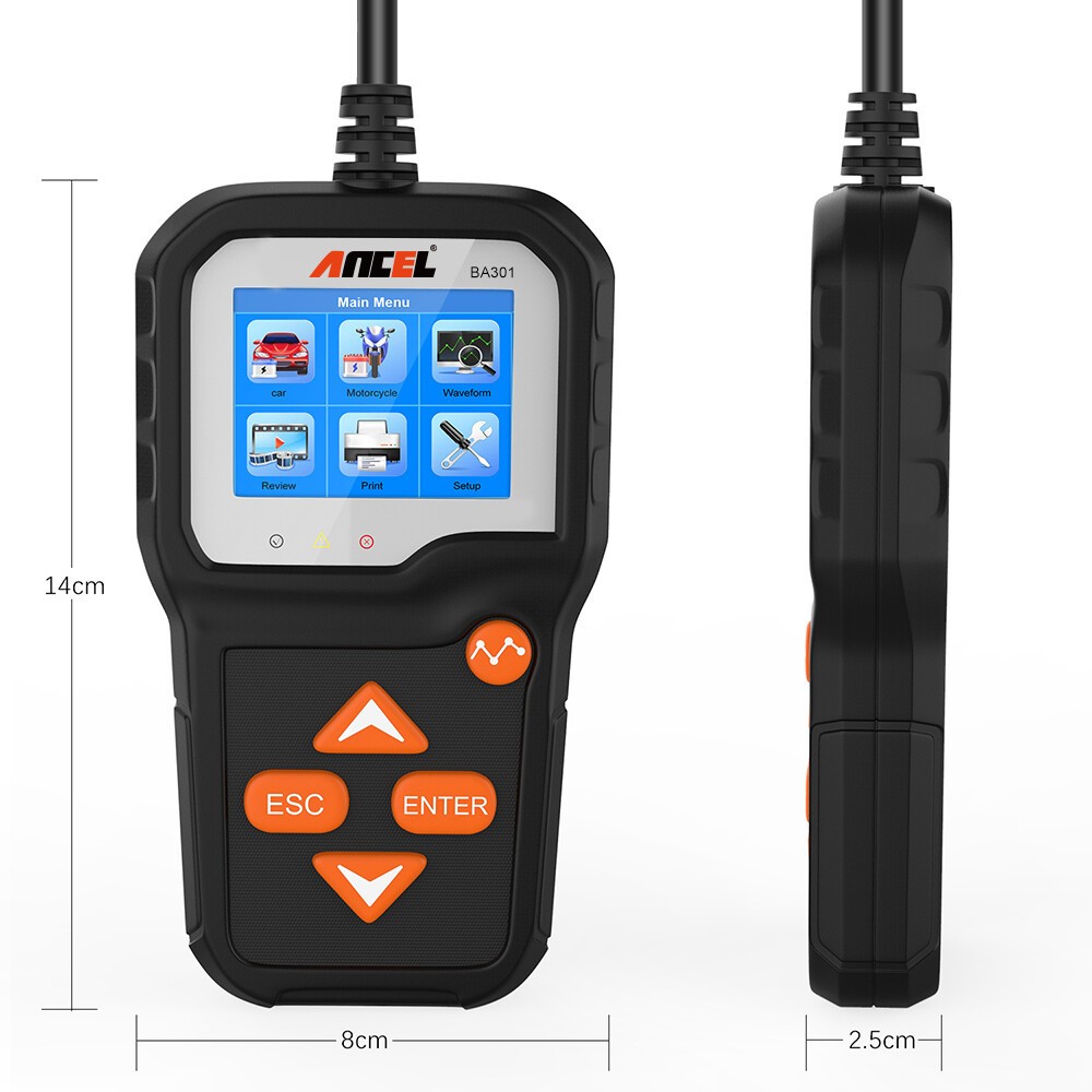 ANCEL BA301 Car Battery Tester Charging Test Load Test Analyzer Support Printer