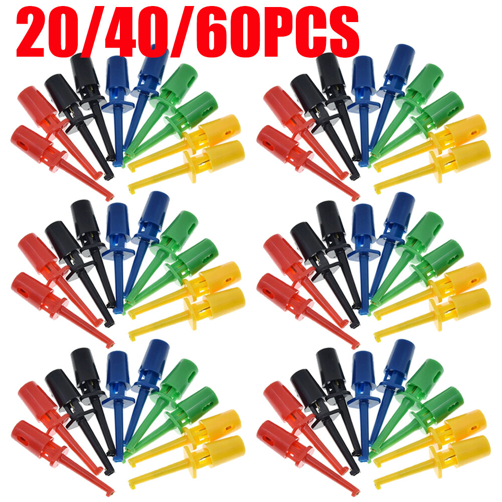 20/40/60PCS Hook Clip Mini Grabber Test Probe Lead Wire Kit For Multimeter