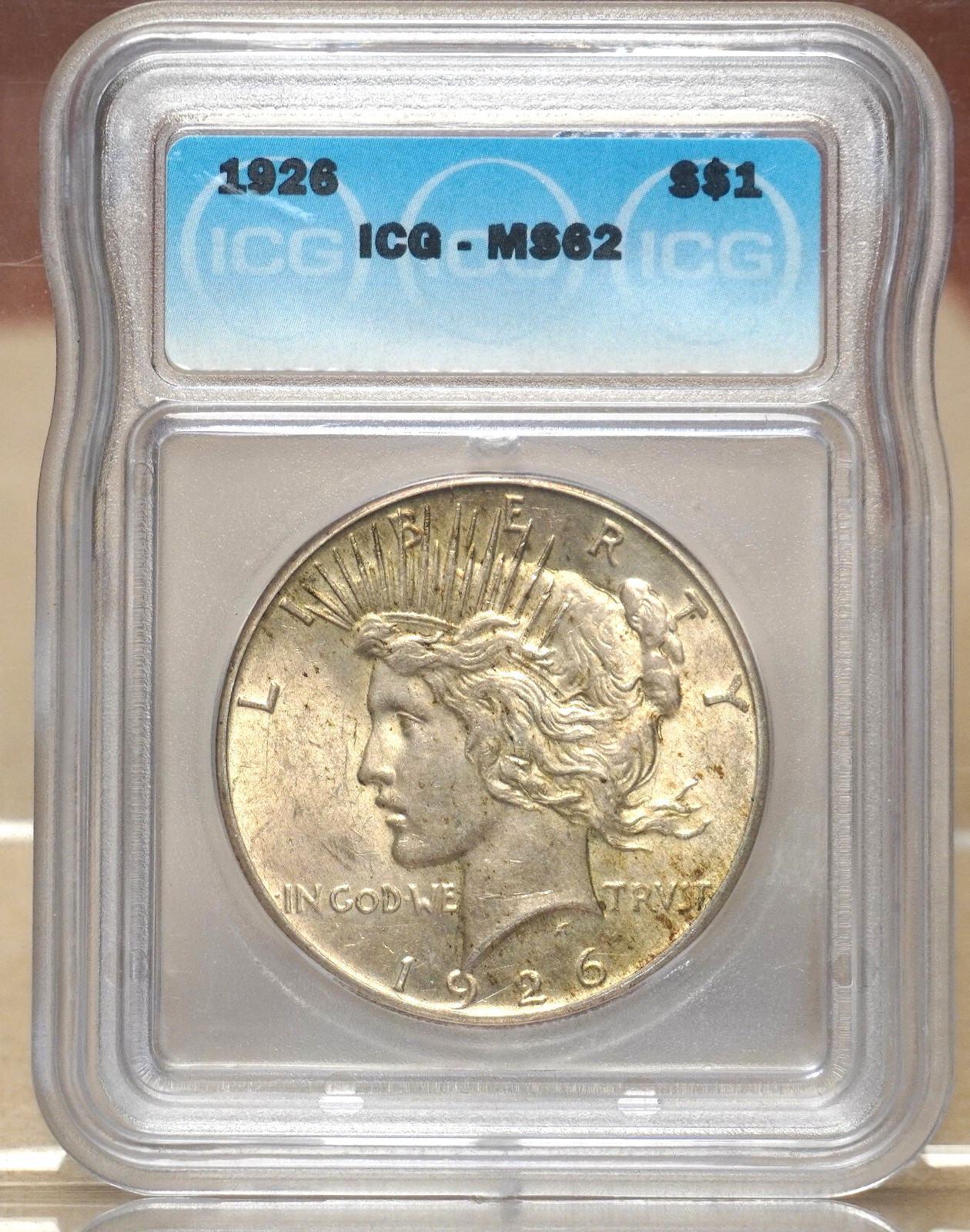 1926 PEACE SILVER DOLLAR ICG MS62 930402