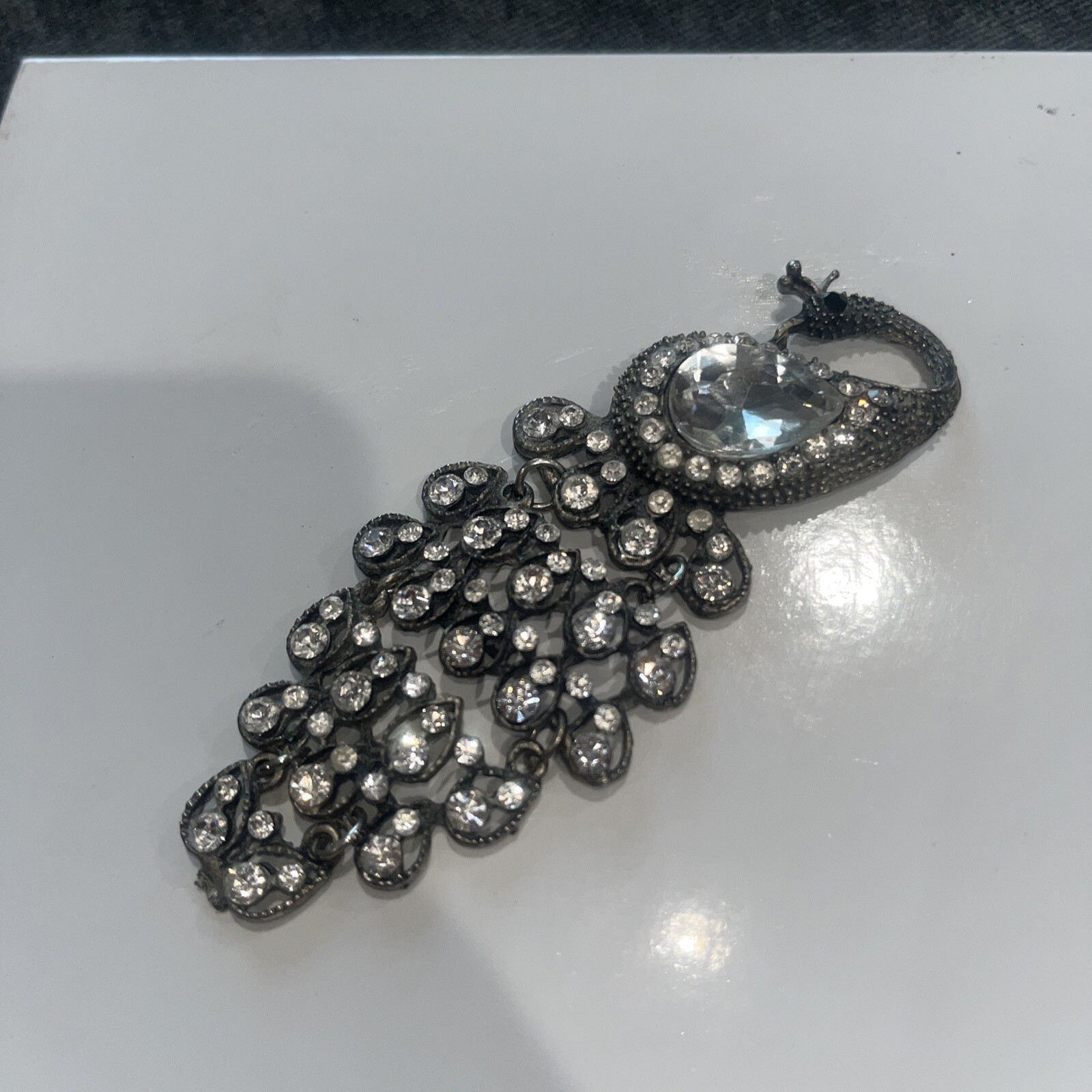 Rhinestone Peacock Trinket