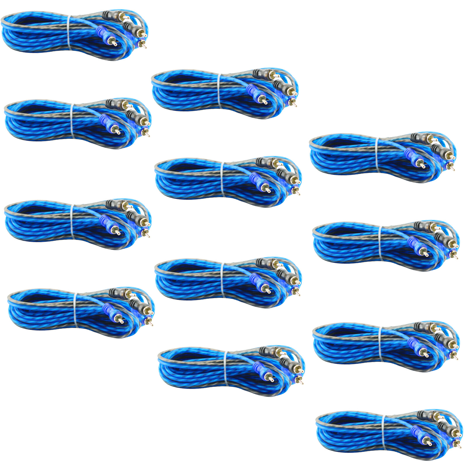 12 Pcs | 2 RCA to RCA Interconnect HiFi Audio Cable Male Connector Wire 17 Feet