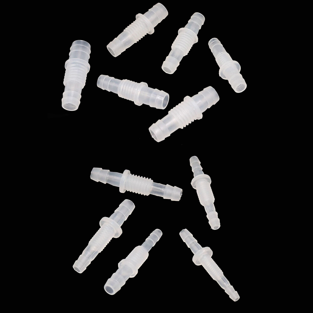 Plastic Bulkhead Connector Straight Barbed Threaded Fitting & Nut Inlet Outlet