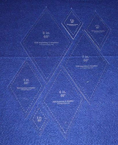 Diamond Templates 2", 3", 4" 5", 6", 7", 8" - Clear 1/8" 60 Degree