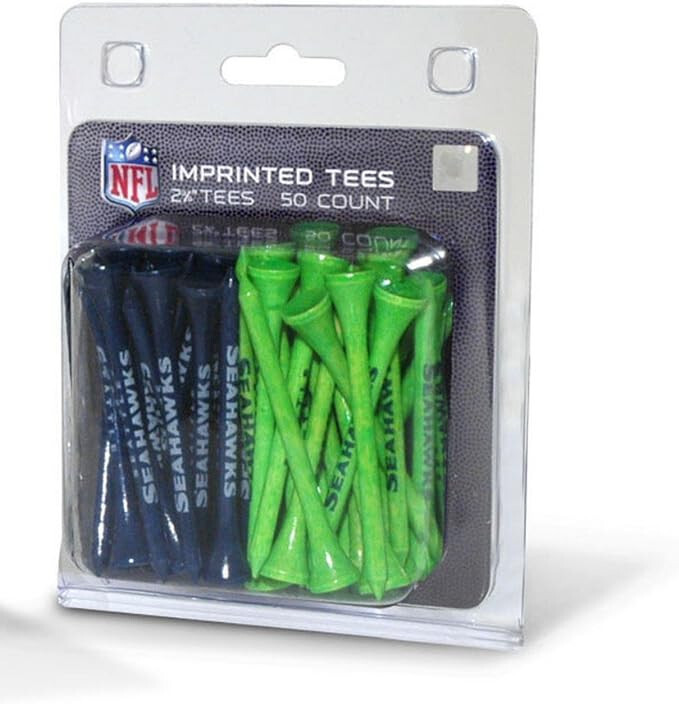 SEATTLE SEAHAWKS GOLF TEES 50 PACK NFL CHRISTMAS TREE MAN CAVE GIFT 2 3/4"