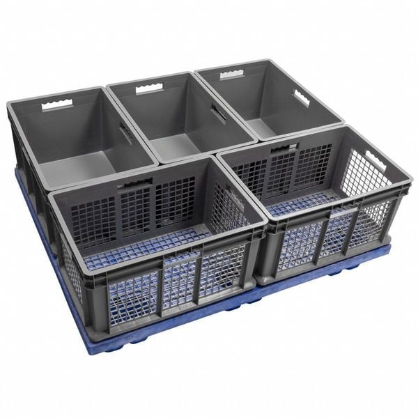 Akro-Mils 37208Grey Straight Wall Stackable Storage Container, 6.7 Gal, 15-3/4