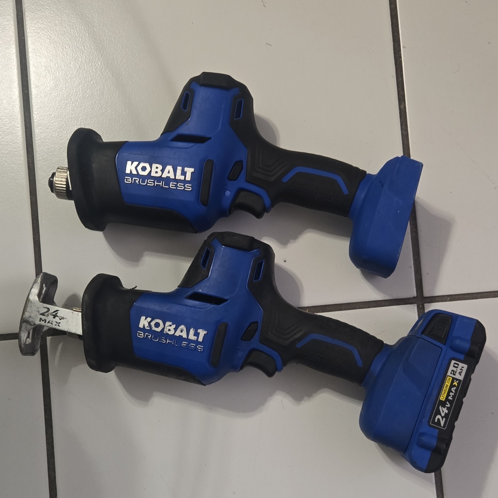 Kobalt 24V Brushless Reciprocating Saw Lithium-Ion Battery Included Blue Black