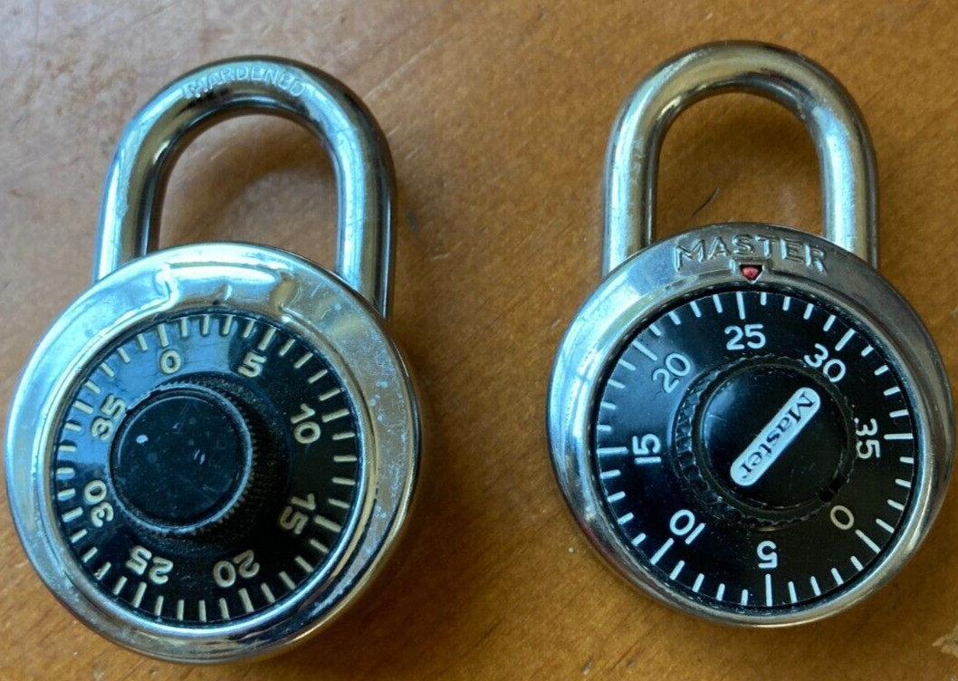 Master Lock & other Combination Padlock 1525 W/Combo Sticker Back lot of 2