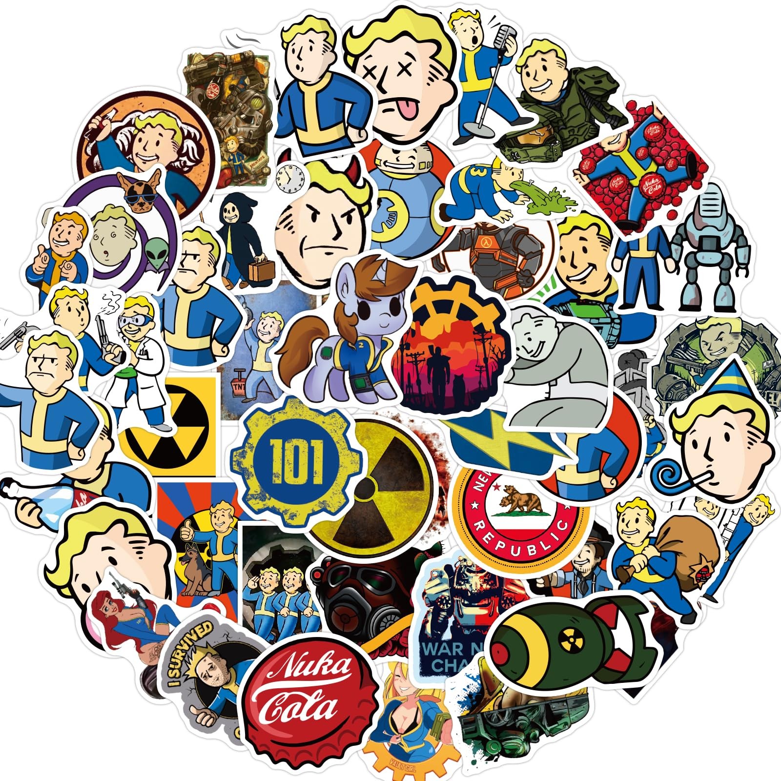 52pcs Game Stickers Pack - Waterproof Vinyl Decals for Laptop, Water