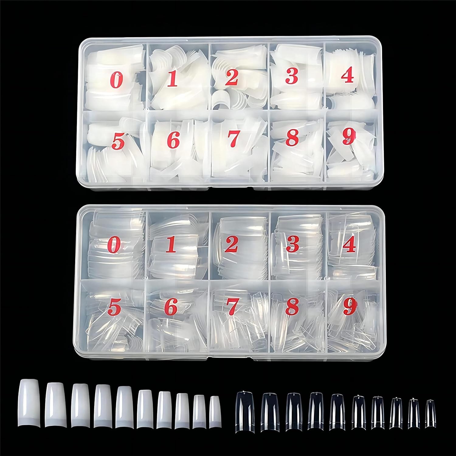 1000pcs Clear and Natural Acrylic Nail Tips,10 Size French Nail Tips For Acry...