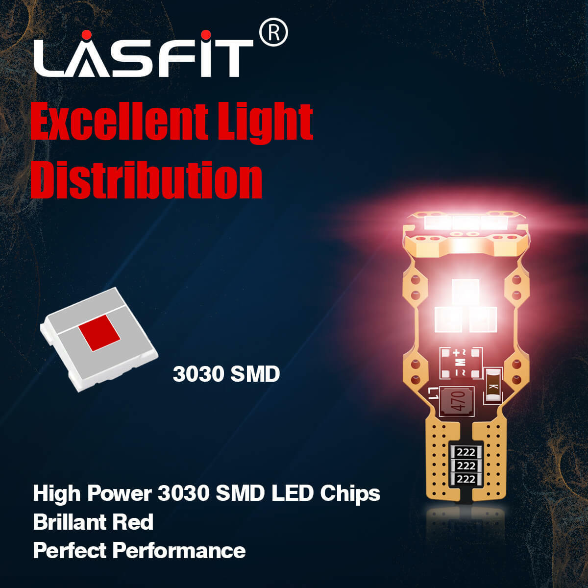 Lasfit LED 3rd Third Brake Light Center High Mount Stop Bulb 912 921 Pure Red