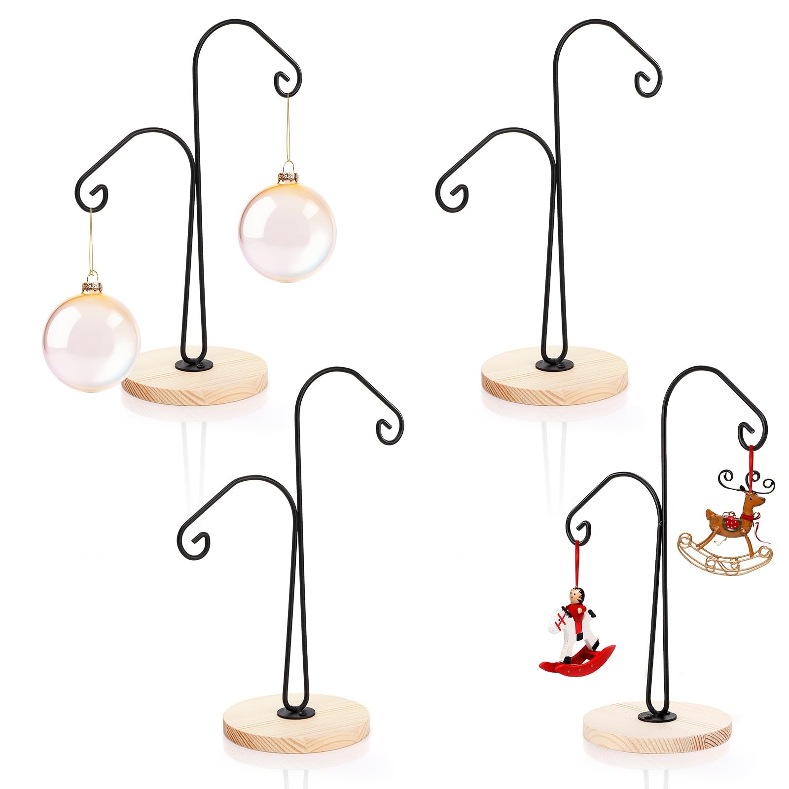 4 Pack Ornament Display Stand, Ornament Hanger Stand with 2 Arms, Metal Air P...