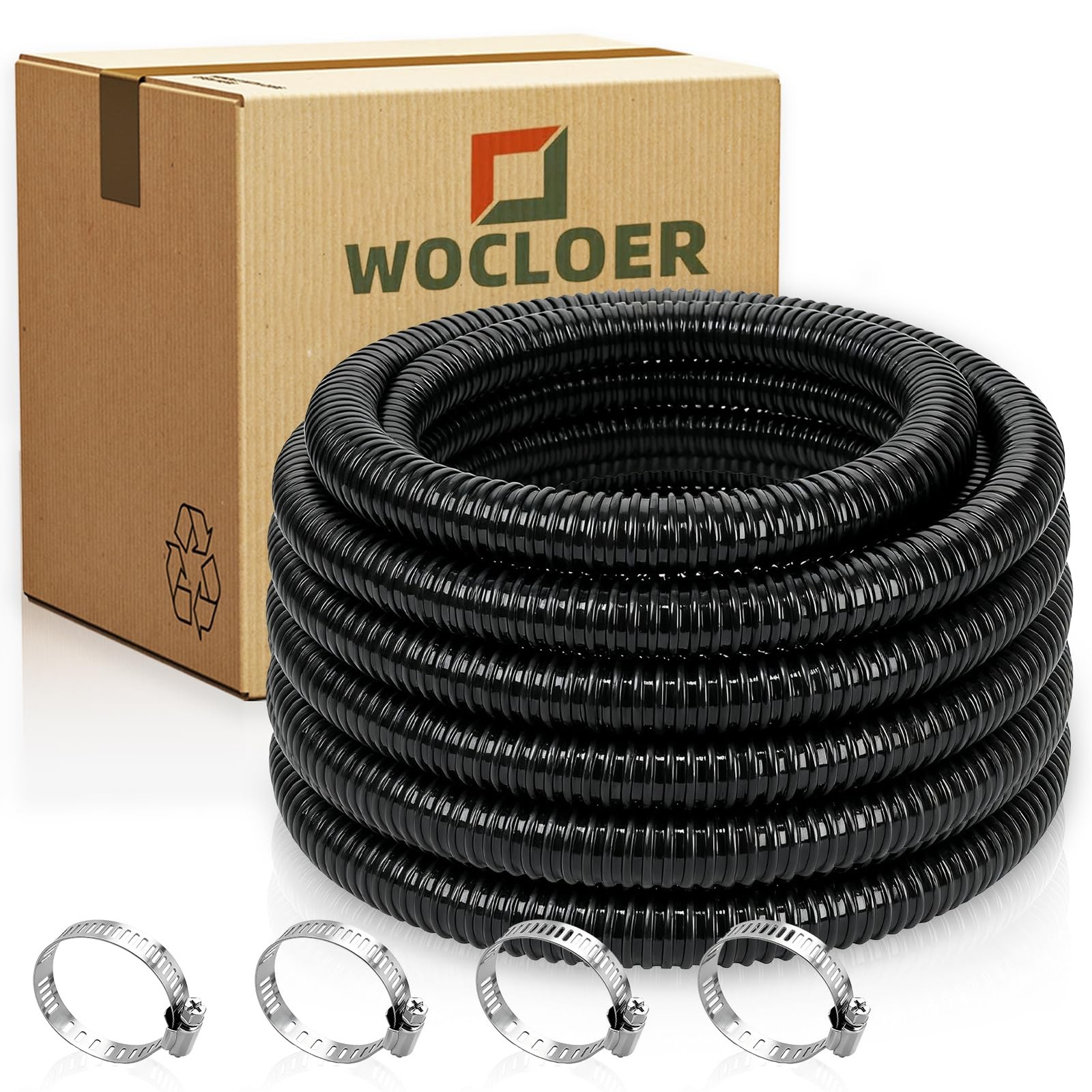 Wocloer Pond Tubing 1-1/2” × 10 Feet Black Flexible PVC 1-1/2 Inch,