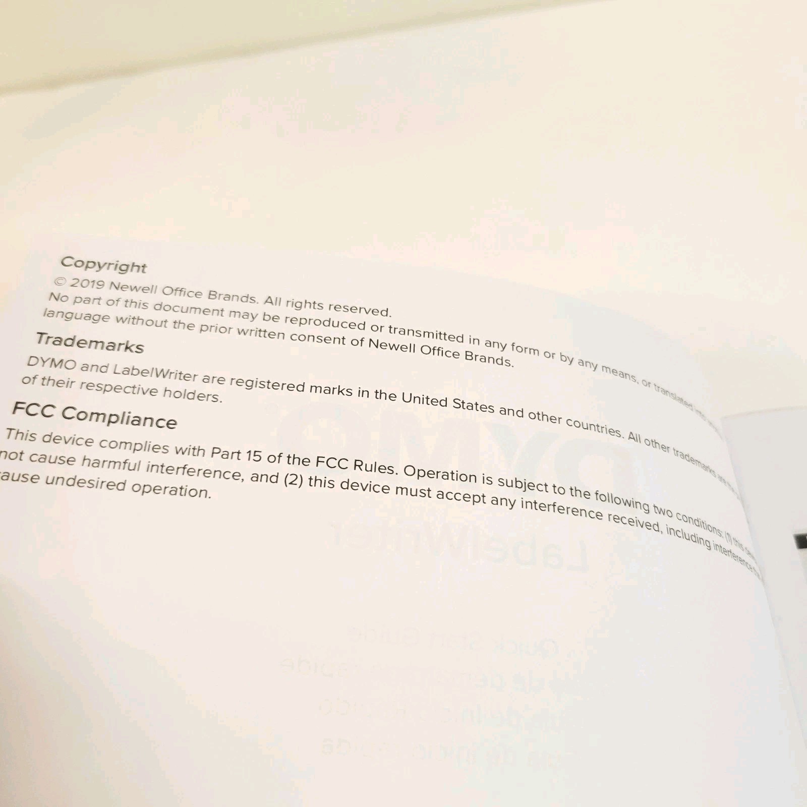 Dymo LabelWriter Quick Start Guide Manual Book ONLY