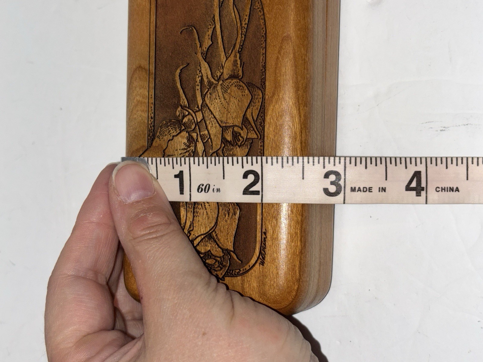 Wooden Cherry Etched Floral Box