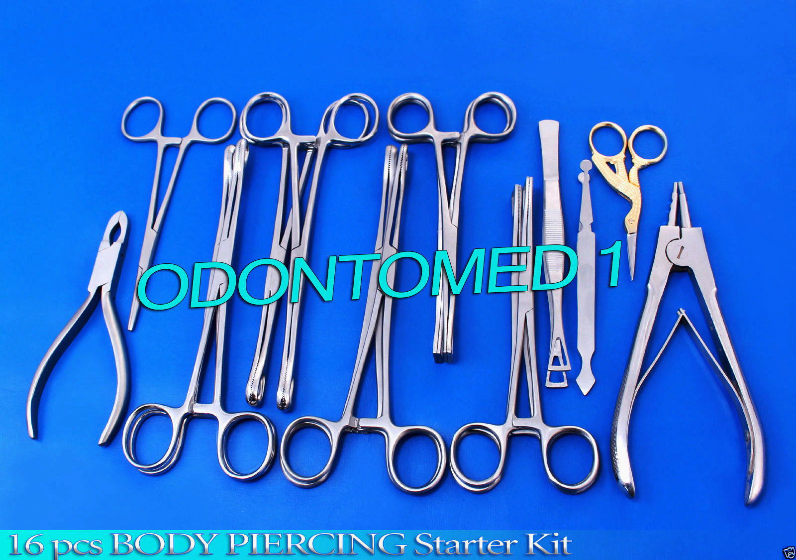 16 Body Piercing Starter Set Hemostat Sponge Clamp Surgical Instrument Ds-884