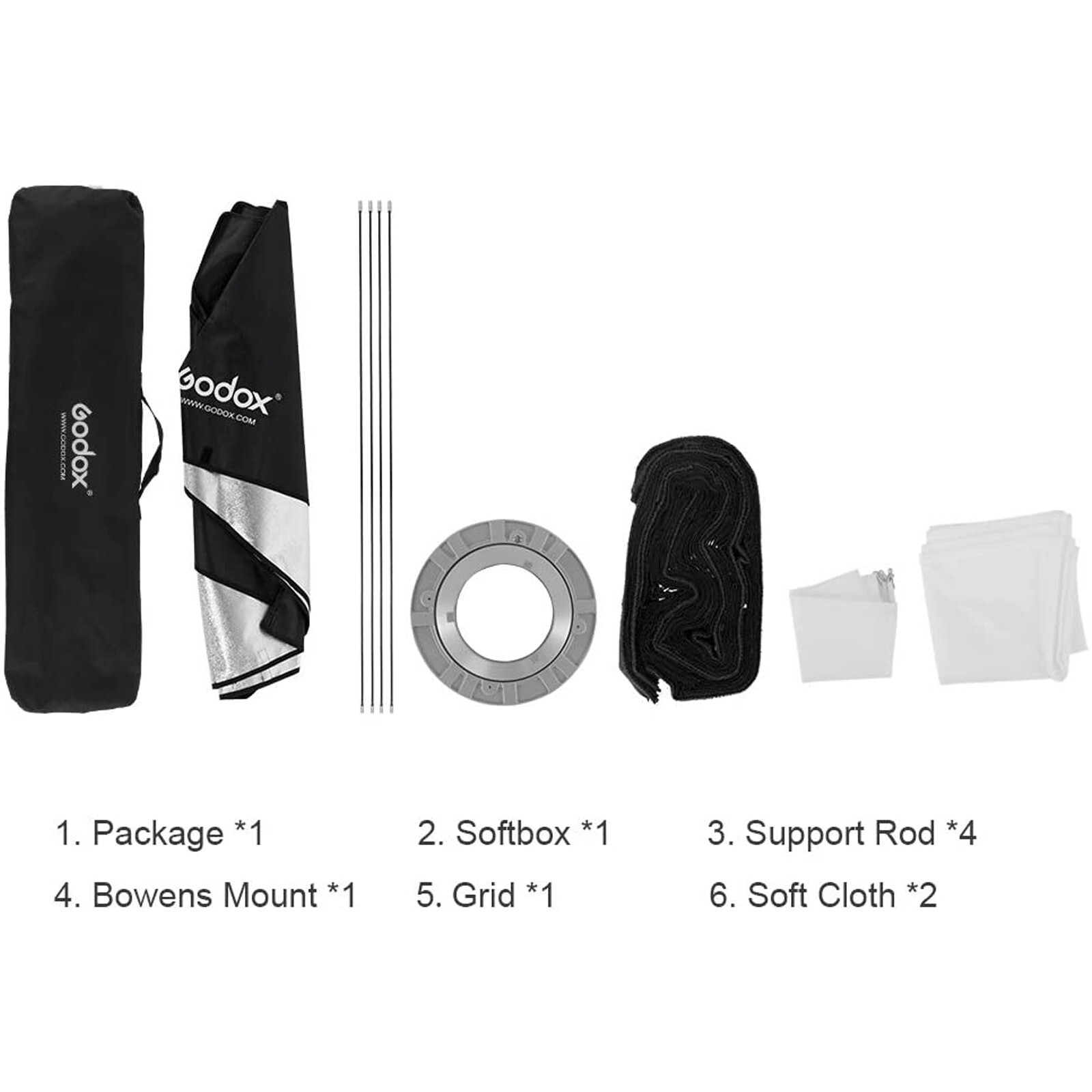 2PCS Godox 35x160cm Rectangle Softbox w/ Grid Bowens Mount For Flash Speedlite